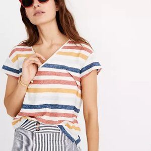 SOLD EUC Madewell Skyline V-Neck Tee - Jay Stripe - M